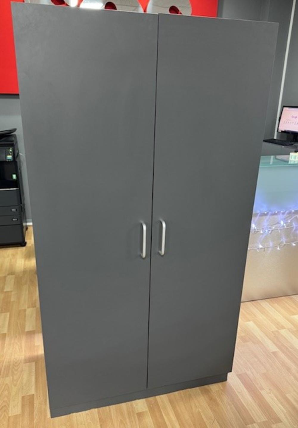 Graphite Double door Cupboard with Metal Shelves & Roll Out Suspension File Frame