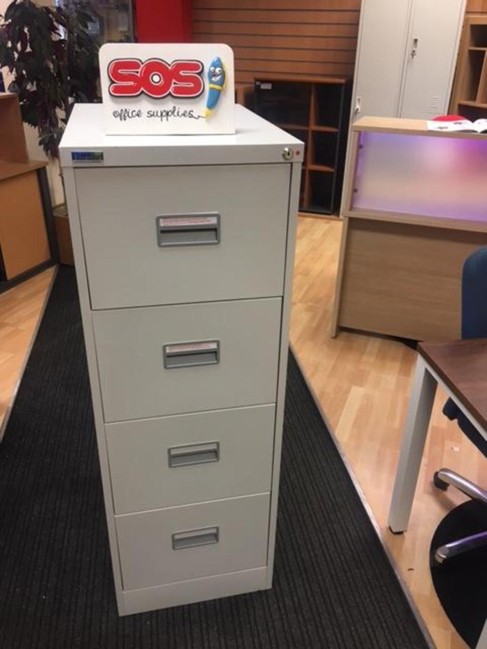 Silverline Grey 4 Drawer Filing Cabinet