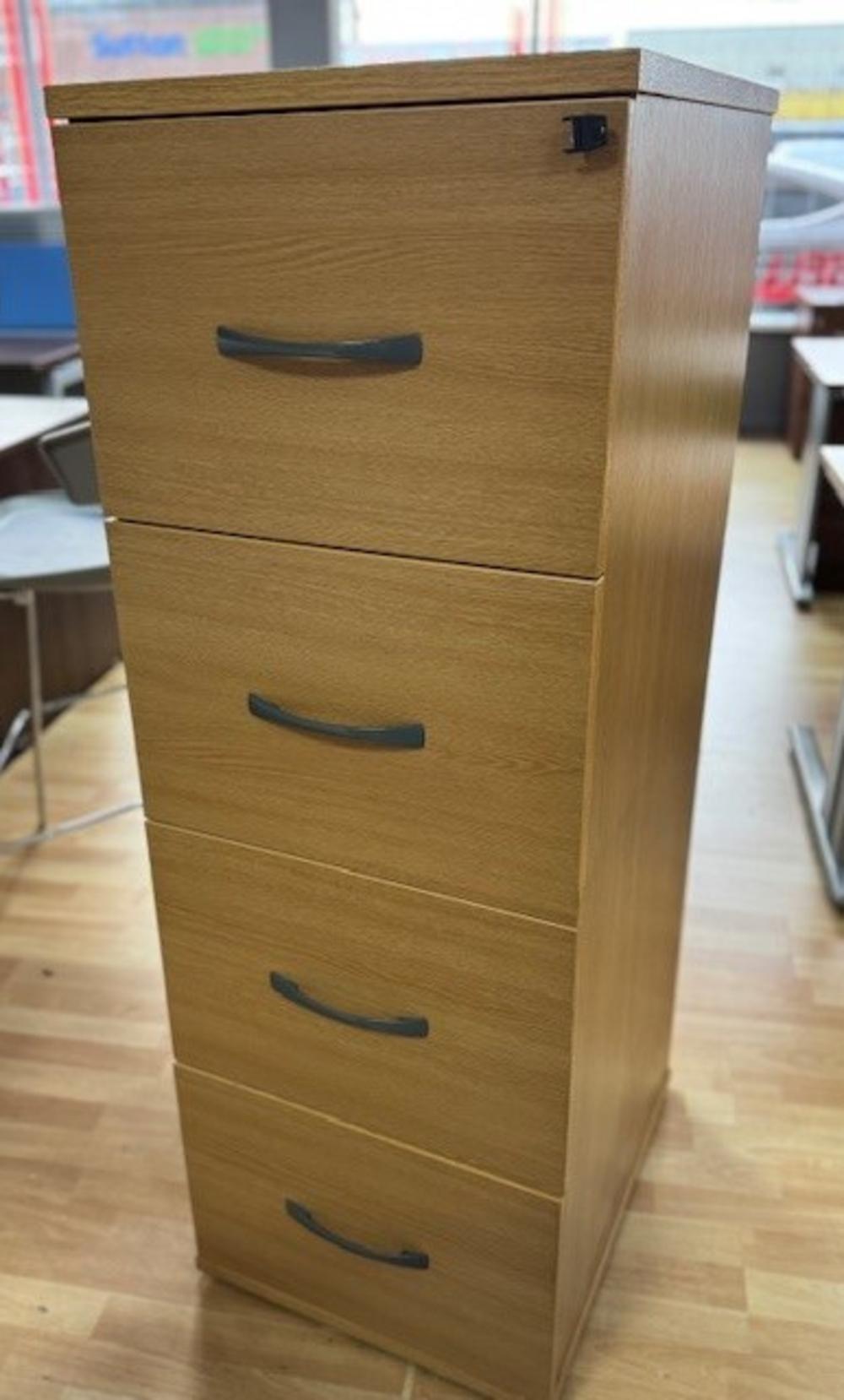 Imperial Light Oak 4 Drawer Filing Cabinet Grey Handles