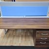 Walnut 1600mm Bench Desk with Tool Rail, Screen and Mobile Pedestal 