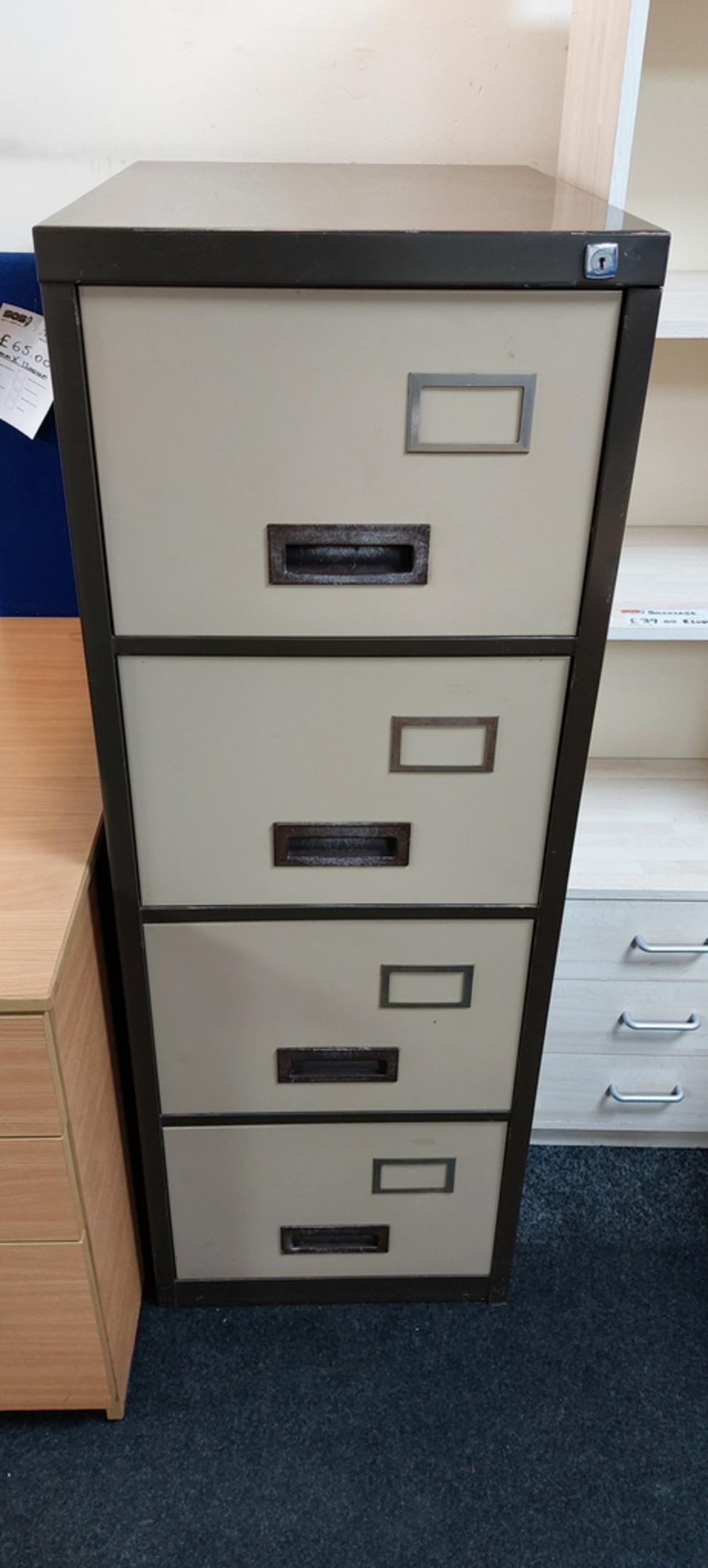 Brown Beige 4 Drawer Filing Cabinet