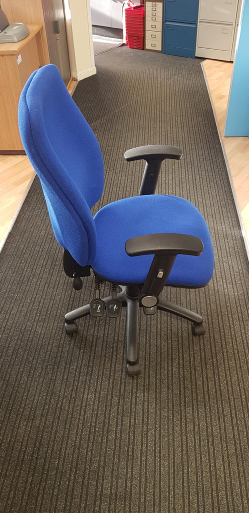 Blue Fabric Task Chair With Adjustable Arms