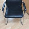 Black Leather Cantilever / Meeting Chair With Chrome Frame