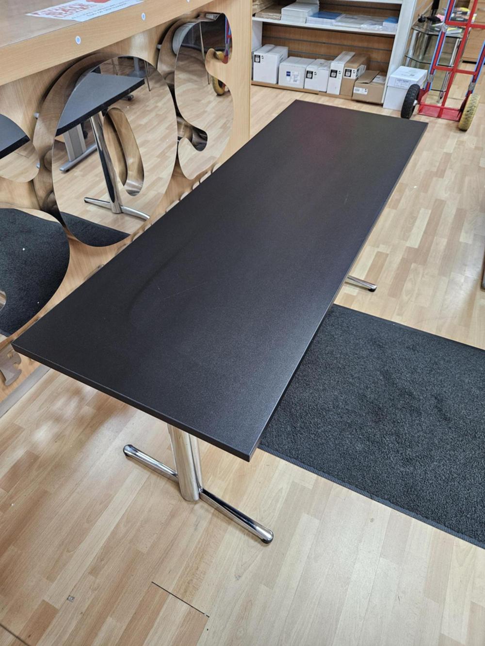 1575mm Wide Black Narrow Workstation / Meeting Table