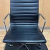 Black Ribbed Faux Leather Executive Chair with Fixed Chrome Arms