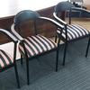 Set Of 4 4 Legged Chairs With Fabric Seat Pad (Fabric Worn)