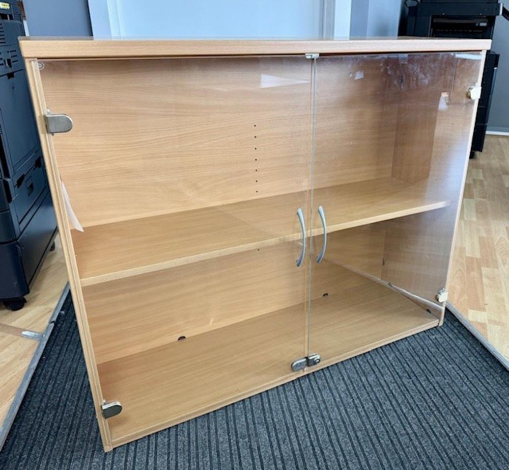 Beech Glass Fronted Bookcase with Adjustable Shelf