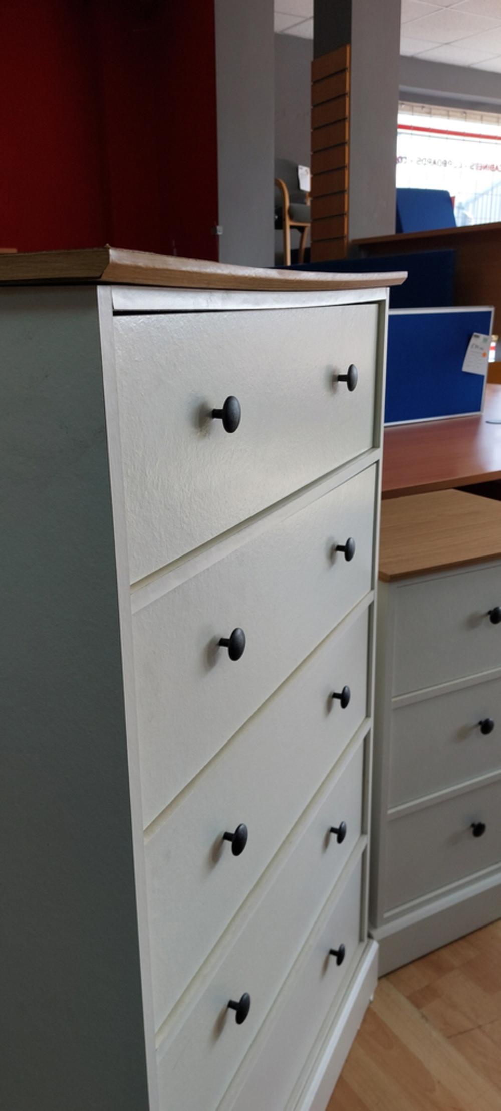 Set Of White Bedroom Drawers With Oak Top
