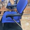 Set of 3 Blue Side Chairs with Fixed Arms and Chrome Legs