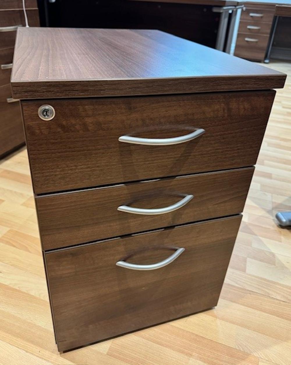 Mobile Under Desk Pedestal In Walnut