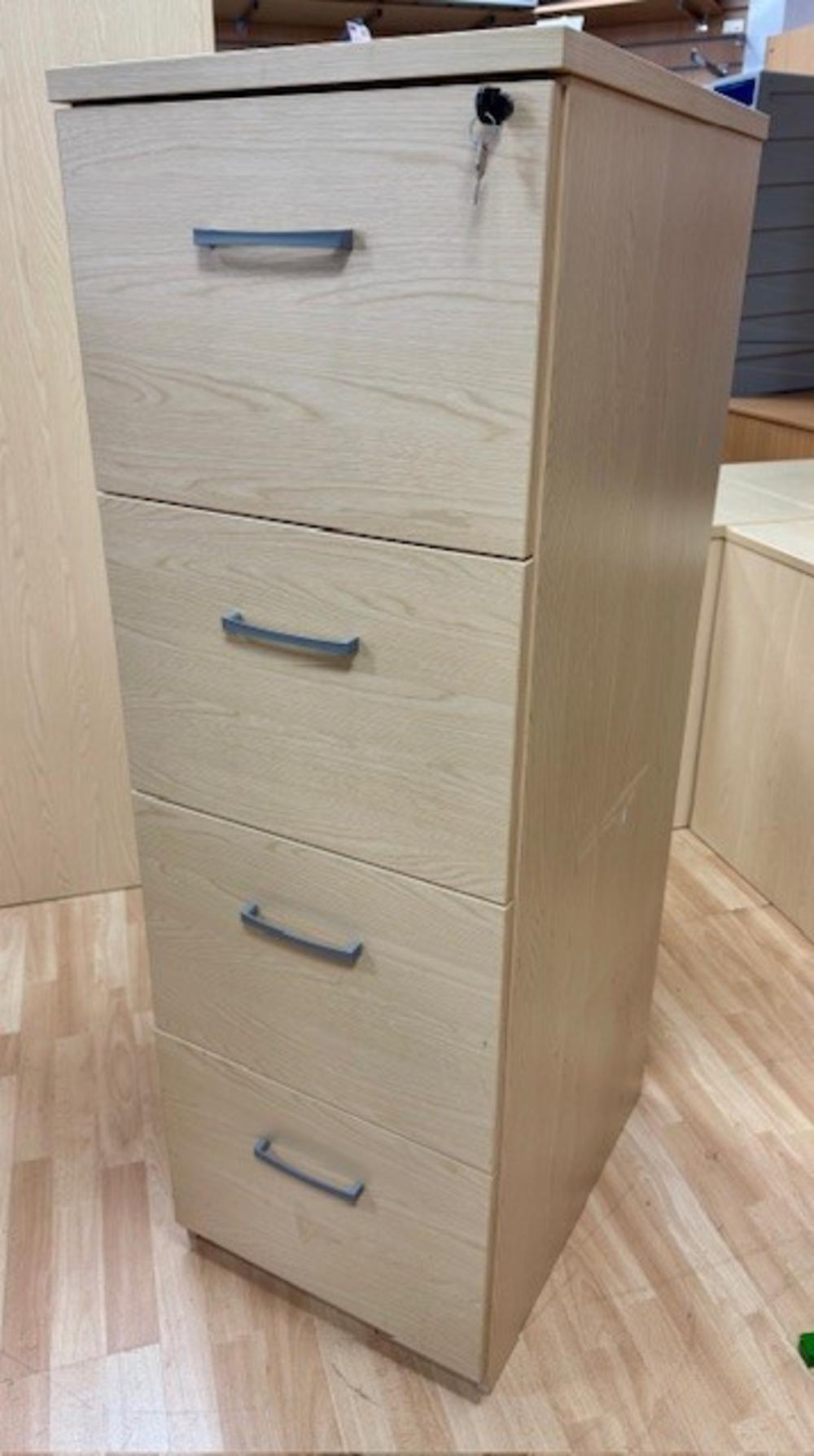 Japanese Ash Lockable 4 Drawer Filing Cabinet