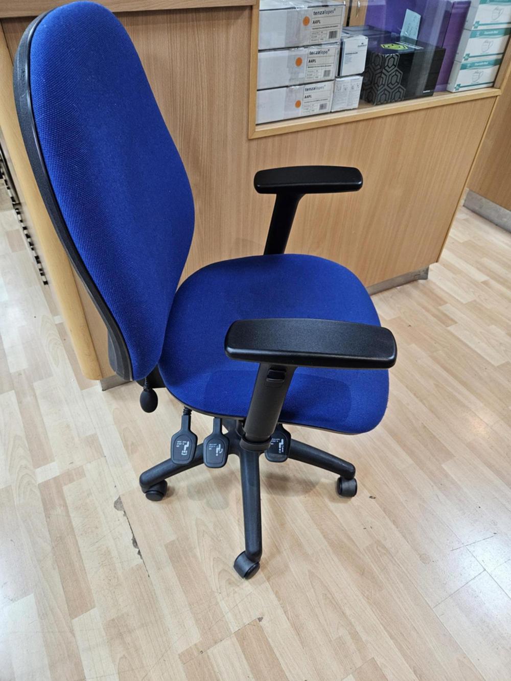 Alliance Blue Fabric Task Chair With Lumber And Adjustable Arms 