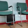 Pair Of Green Fabric Cantilever Chairs With Arms 