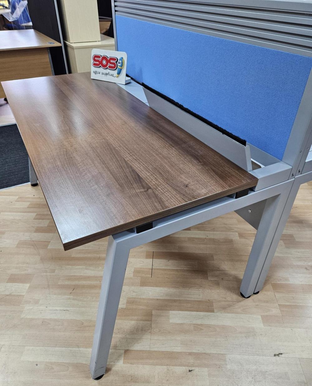 Walnut 1600mm Bench Desk with Tool Rail and Screen