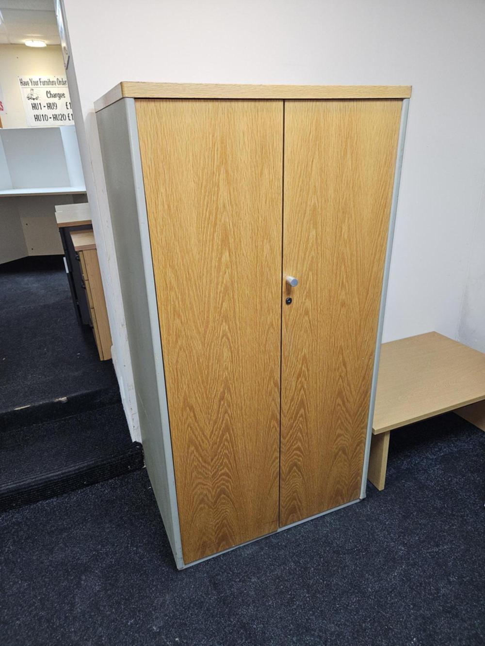 Light Oak Double Door Cabinet With Adjustable Shelves Non Locking