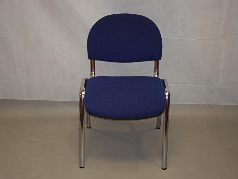 Blue Chrome Stacking Side Chair