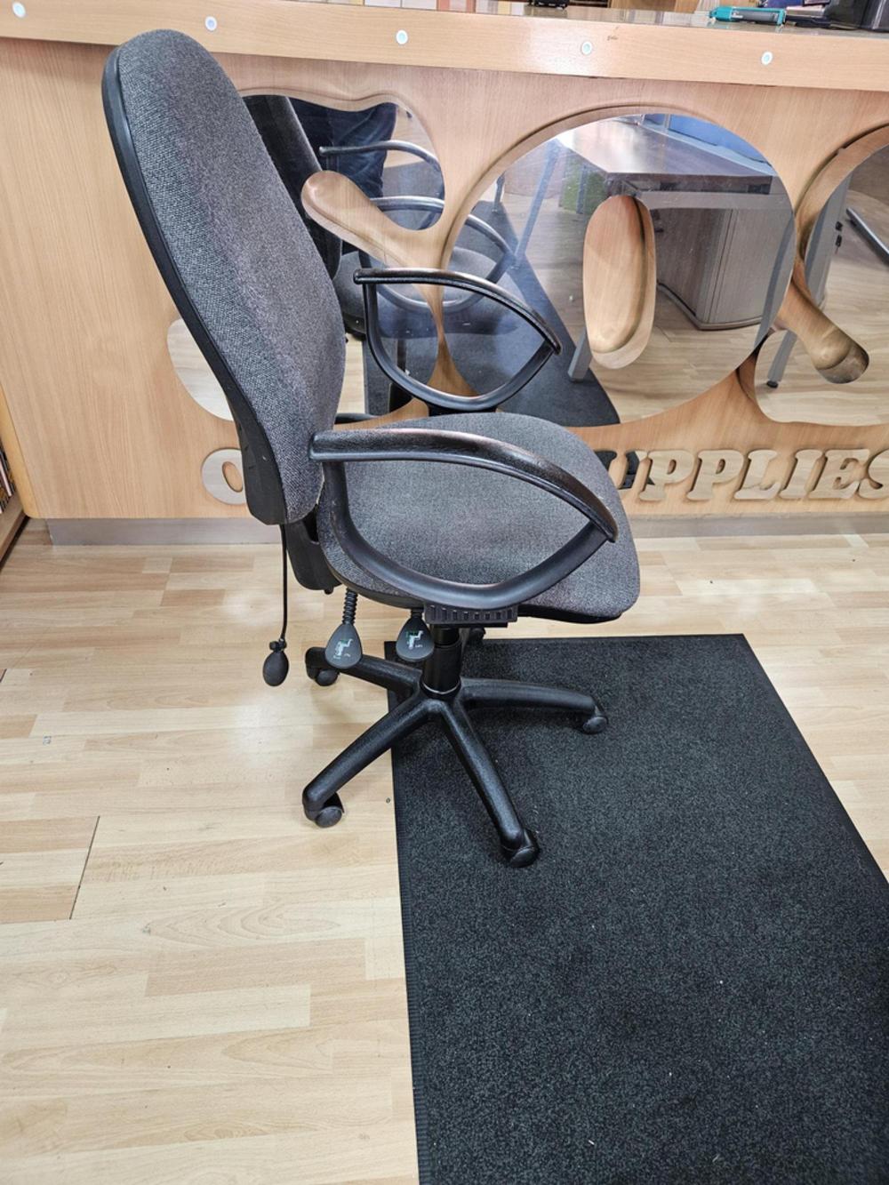 Grey Fabric High Back Chair With Fixed Arms 