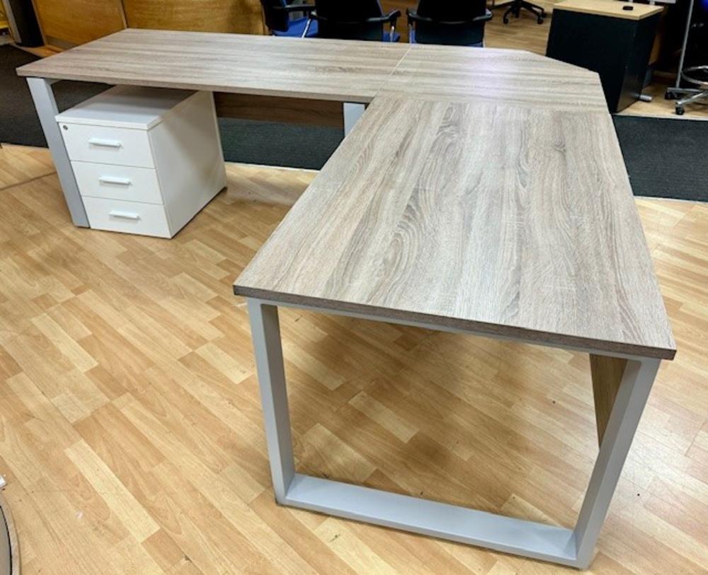 Hoop Legged Executive L Shaped Desk With Drawers