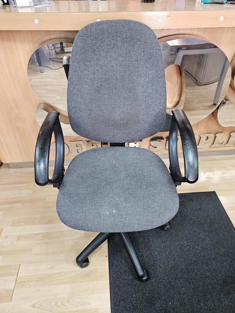 Grey Fabric High Back Chair With Fixed Arms 