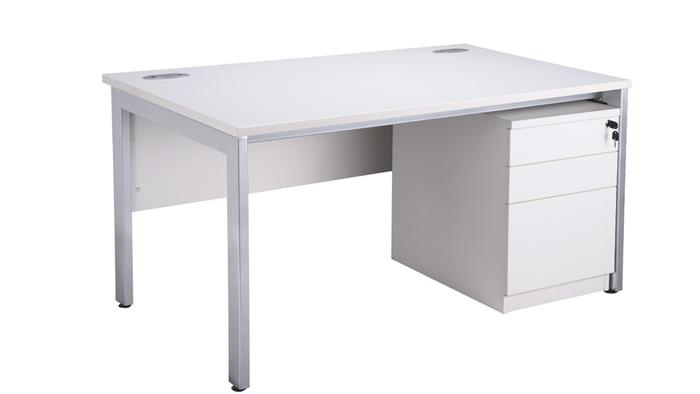 OI Bench Style Desk with Metal Pedestal