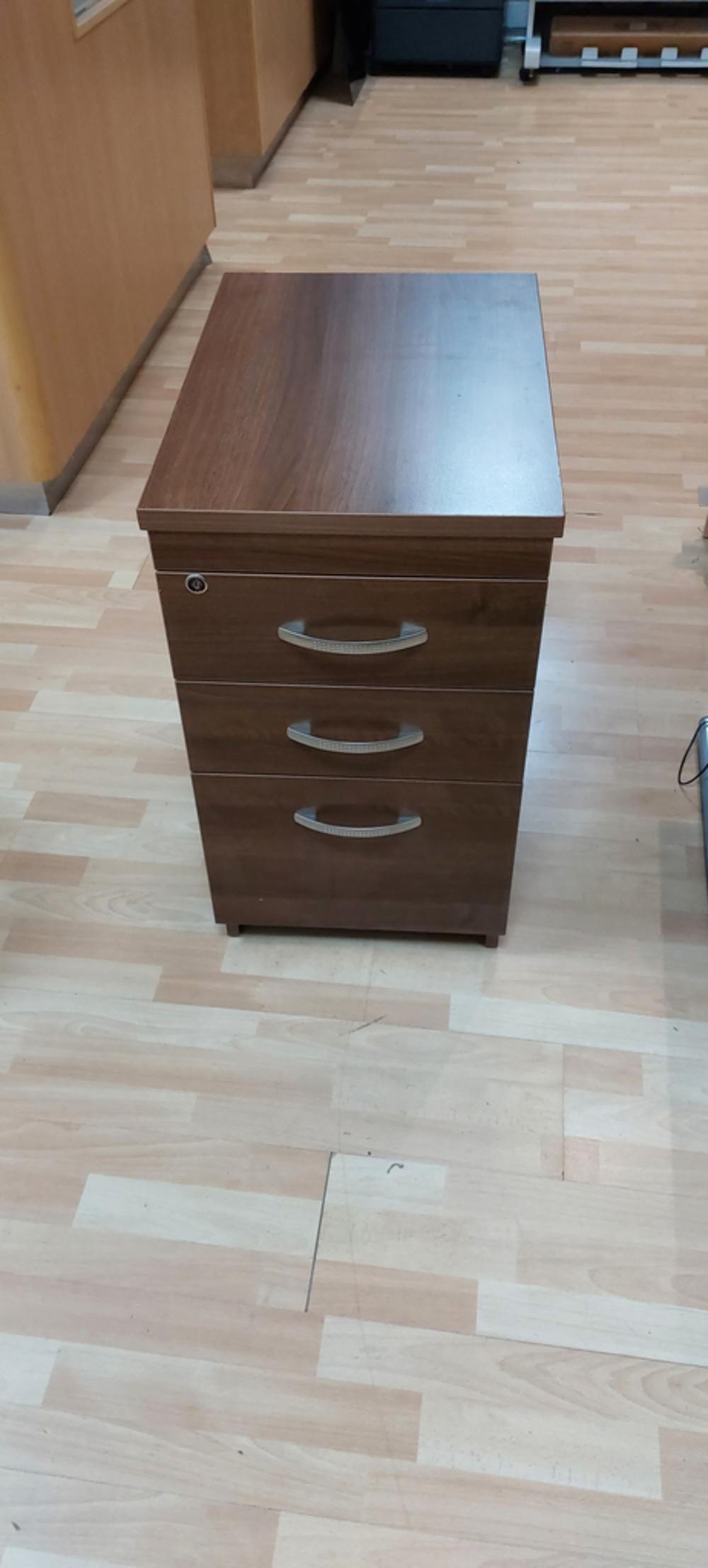 Walnut 3 Drawer Pedestal