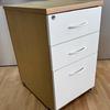 Desk High Pedestal White Drawers with Oak Carcass