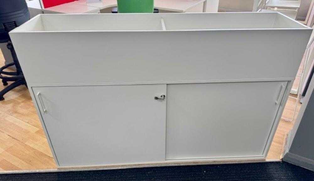 Lockable Sliding Door Cupboard with Open Top Storage Section 