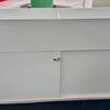 Lockable Sliding Door Cupboard with Open Top Storage Section 