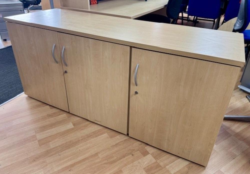 Maple Lockable 3 Door Credenza Unit with Vented Back For Fridge
