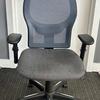 Grey Mesh Back Operator Chair with Headrest and Adjustable Arms