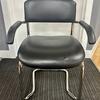 Black Faux Leather Cantilever Arm Chair
