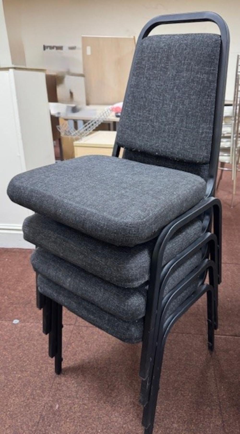 Set of 4 Banqueting / Canteen Chairs - Charcoal Fabric