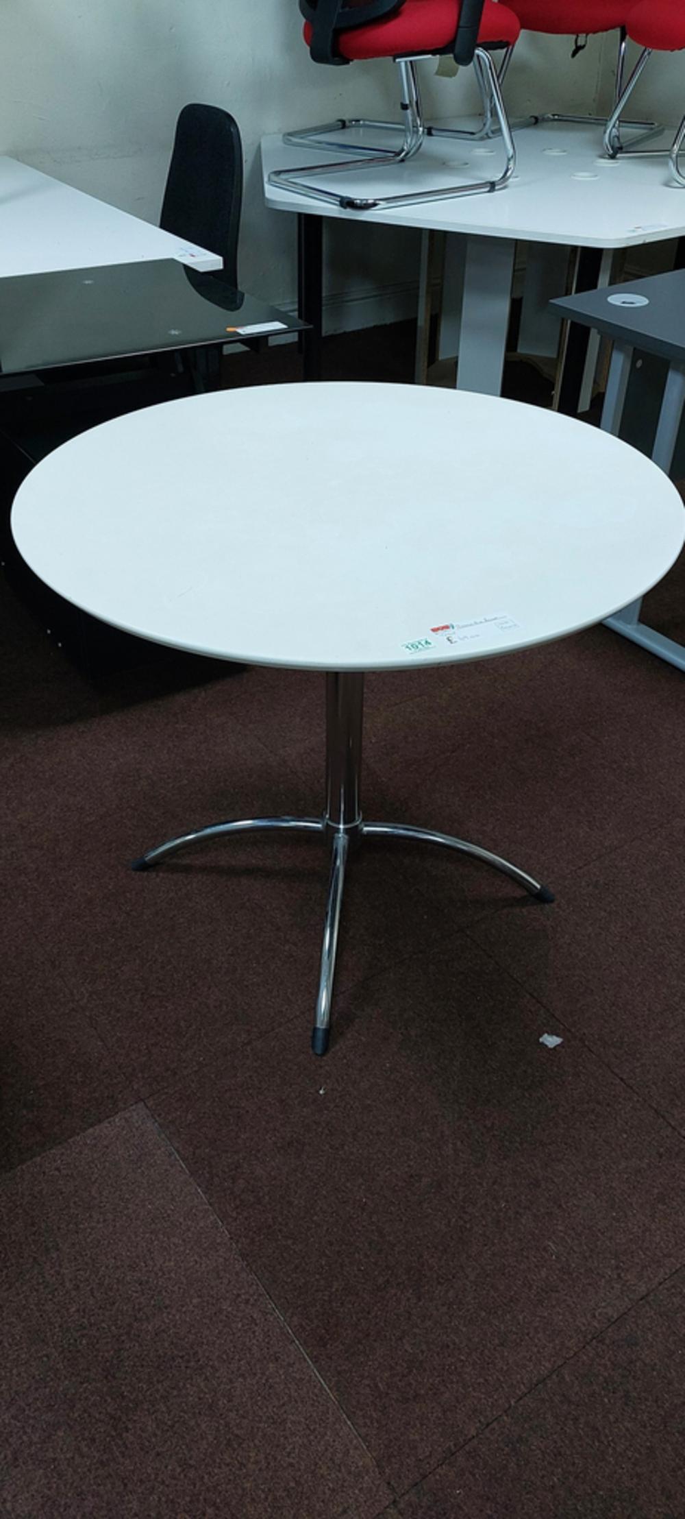 White 900mm Dia Table With Chrome Frame