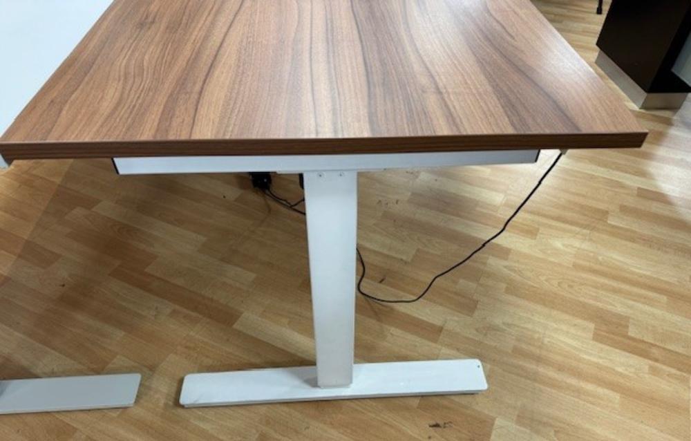 Electric Height Adjustable Desk in Walnut with White Frame 1600 x 800mm