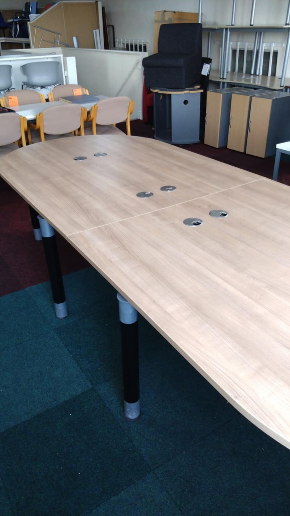 Santiago Cherry D Ended Boardroom Table With Post Legs 