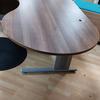 2000mm Conference Walnut Radial Desk With Desk High Pedestal 