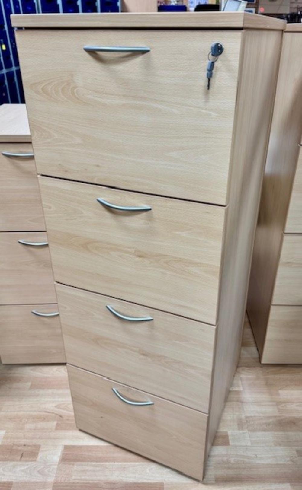 L&P Saturn Heavy Duty 4 Drawer Lockable Filing Cabinet in Beech