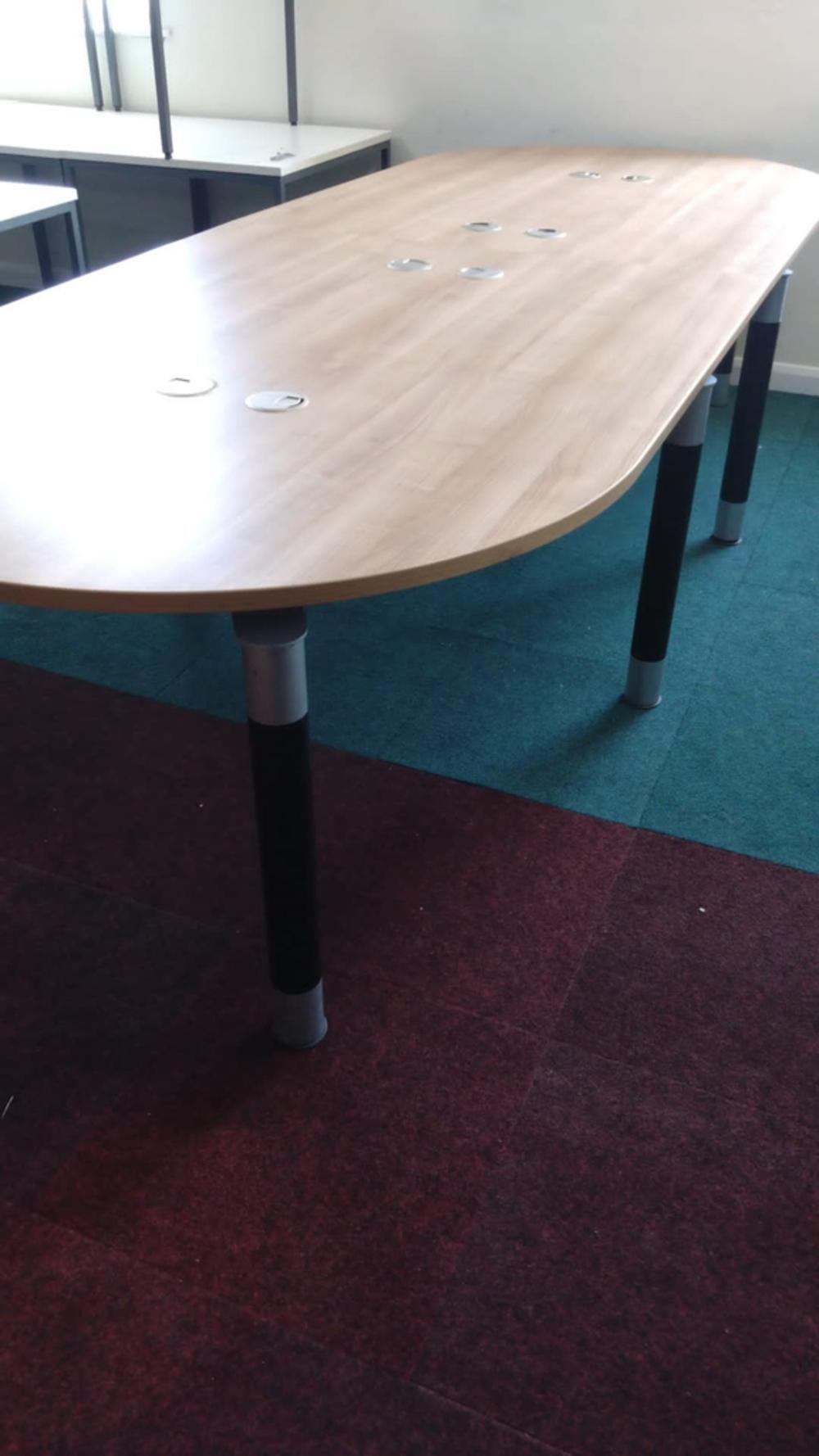 Santiago Cherry D Ended Boardroom Table With Post Legs 
