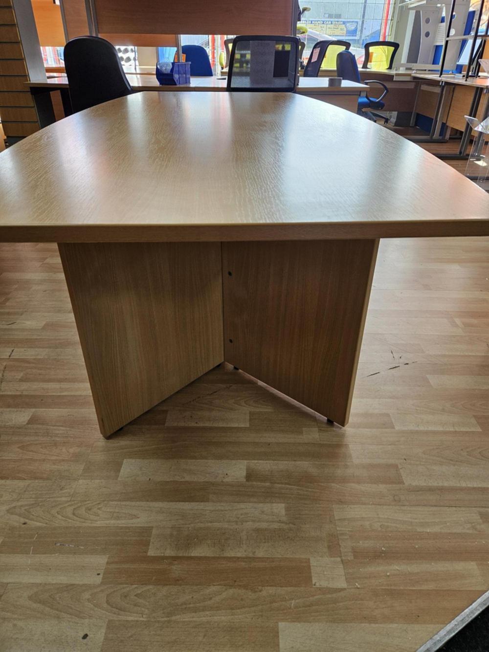 Beech Boat Shape Boardroom Table 2400mm x 1200mm 