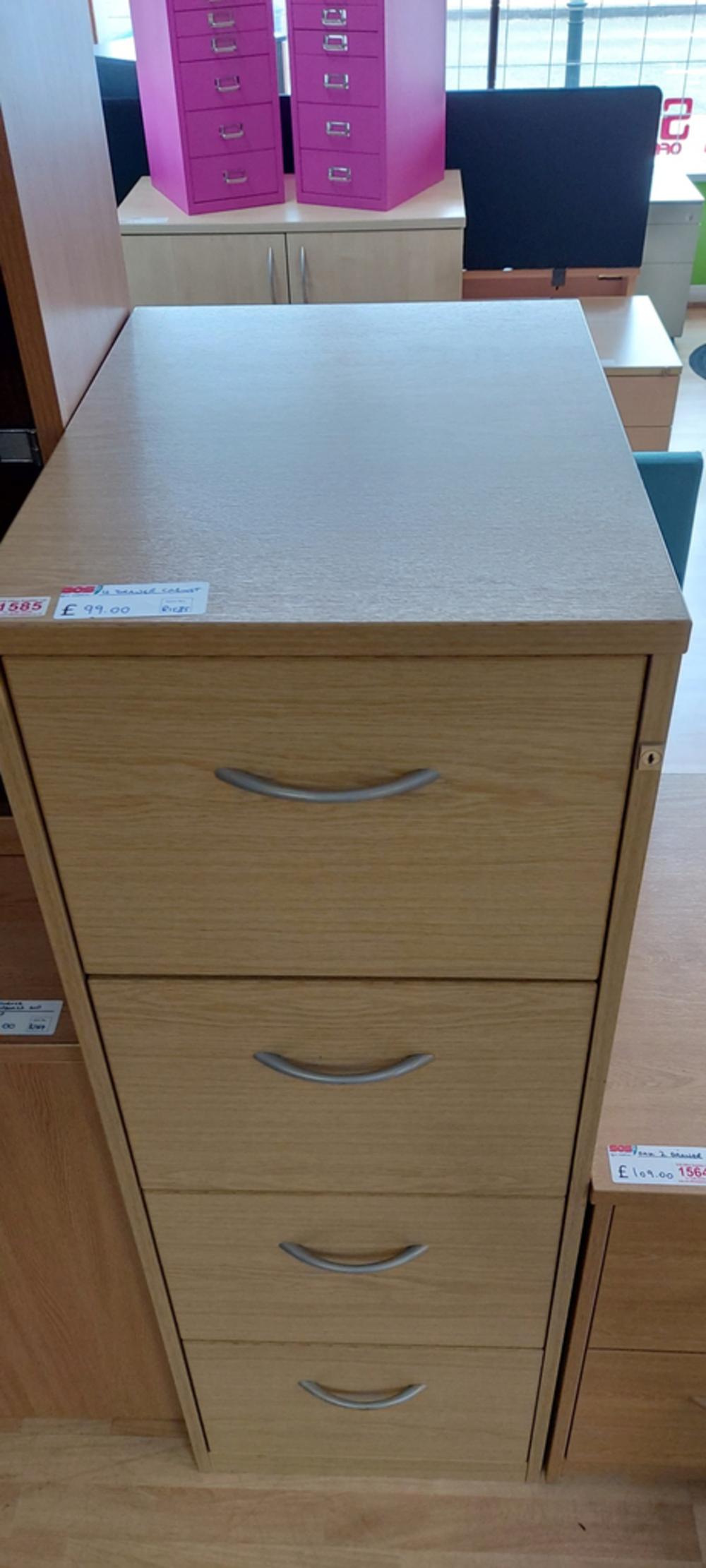 Lockable Stone Oak Wooden 4 Drawer 