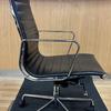 Black Ribbed Faux Leather Executive Chair with Fixed Chrome Arms