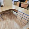 Light Oak Radial Desk With 2x Desk High Pedestals 