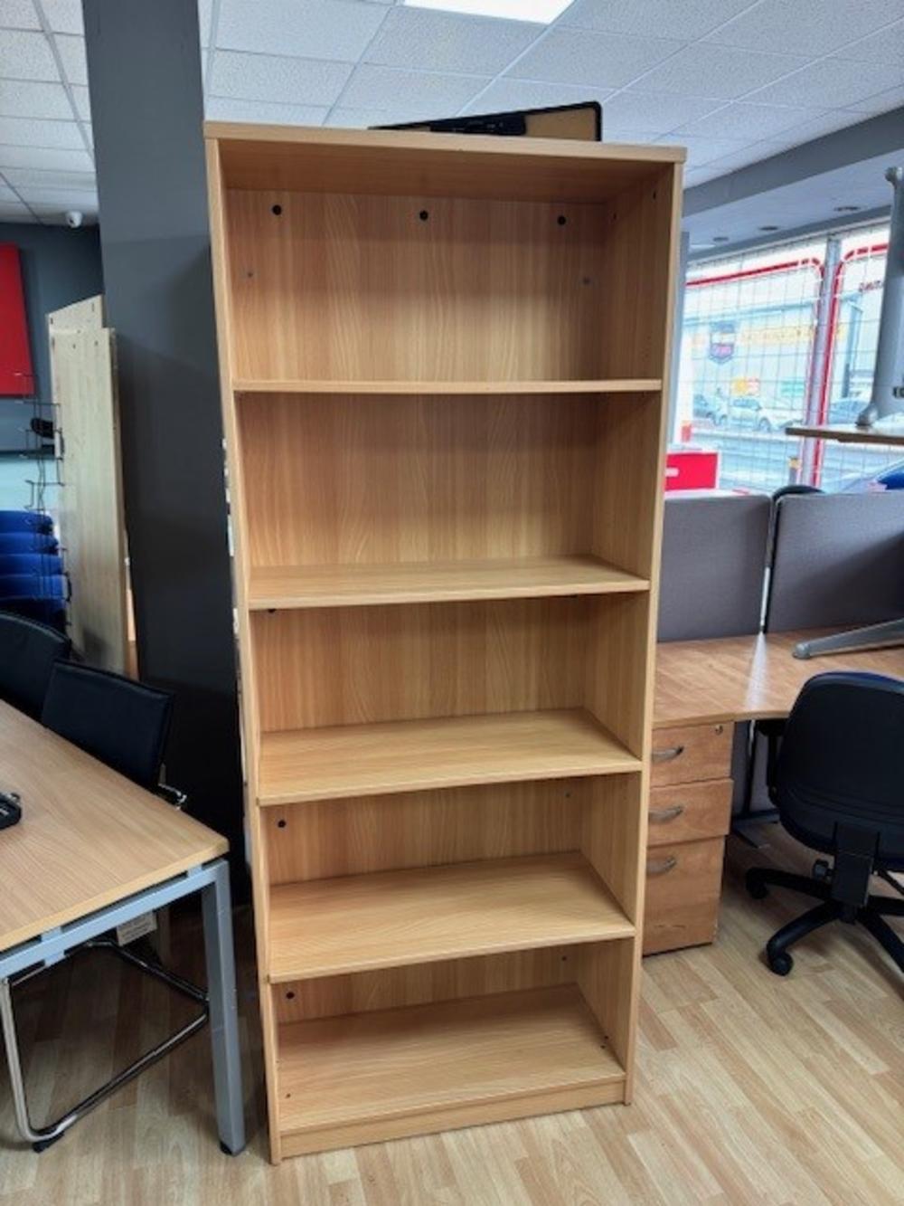 Beech Open Front Bookcase With Adjustable Shelves 1960mm High