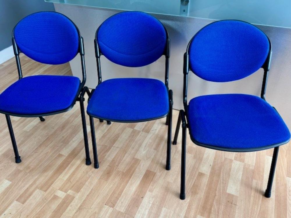 Set of 3 Blue Stacking Chairs