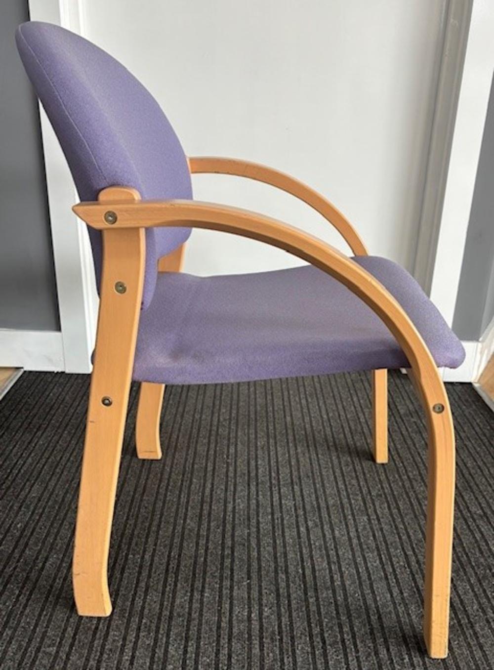 Purple Stacking Arm Chair with Wooden Frame