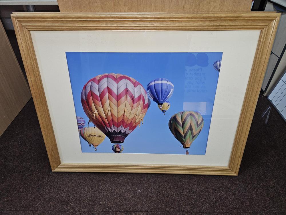 Hot Air Balloon Picture In Wooden Frame 