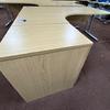 1800x1200mm Radial Desk With Pedestal Drawers L/Handed - Stone Oak