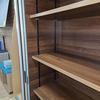 Walnut 2055mm Tambour Cupboard with Silver Doors and 4 Shelves