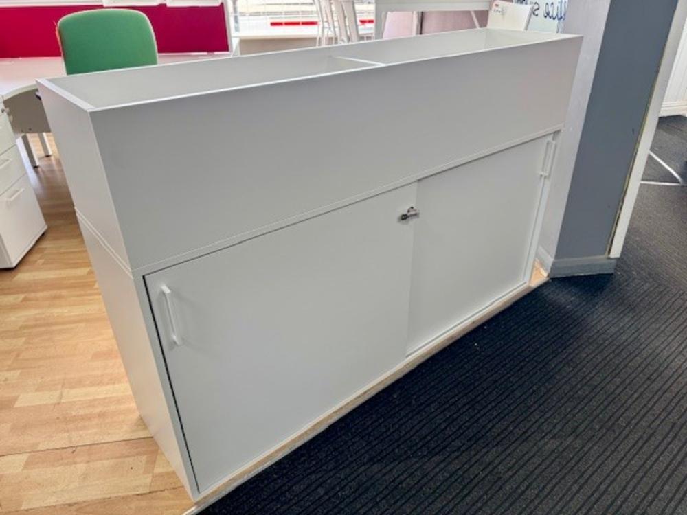 Lockable Sliding Door Cupboard with Open Top Storage Section 