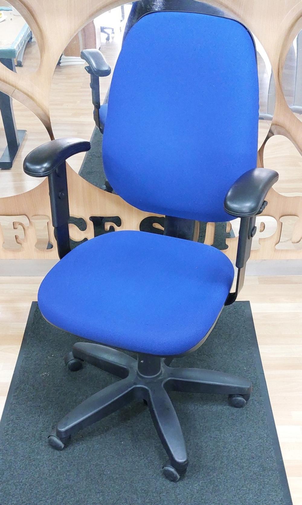 Blue High Back Operator Chair with Adjustable Arms
